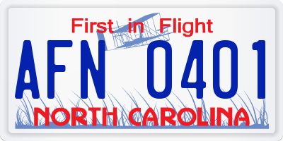 NC license plate AFN0401