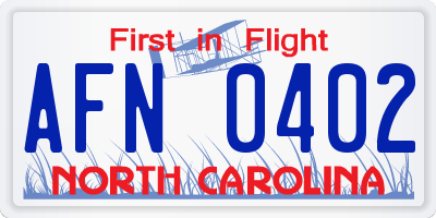 NC license plate AFN0402