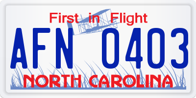 NC license plate AFN0403