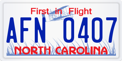 NC license plate AFN0407
