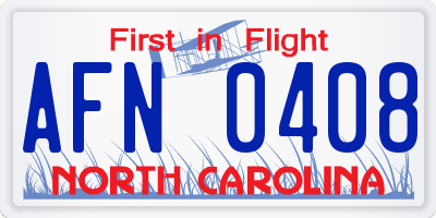 NC license plate AFN0408