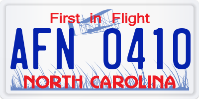 NC license plate AFN0410