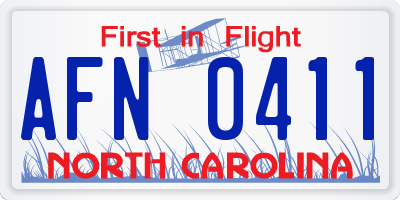 NC license plate AFN0411