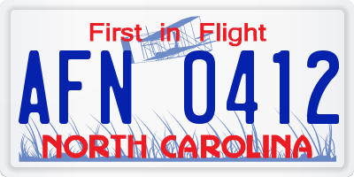 NC license plate AFN0412