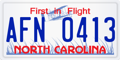 NC license plate AFN0413