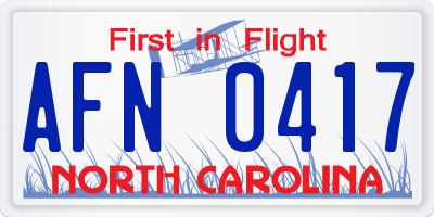 NC license plate AFN0417