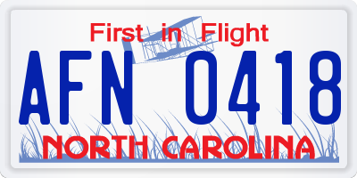 NC license plate AFN0418