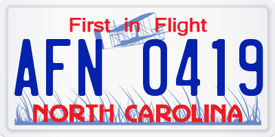 NC license plate AFN0419