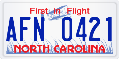 NC license plate AFN0421