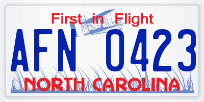 NC license plate AFN0423