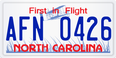 NC license plate AFN0426