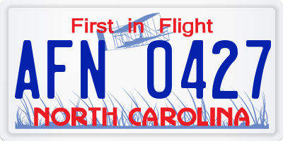NC license plate AFN0427