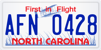 NC license plate AFN0428