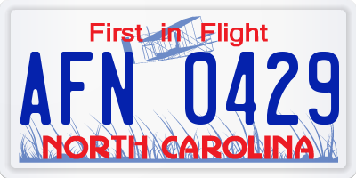 NC license plate AFN0429