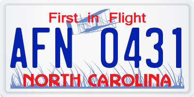 NC license plate AFN0431