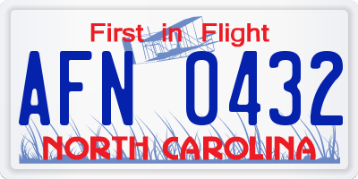 NC license plate AFN0432