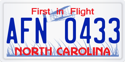 NC license plate AFN0433