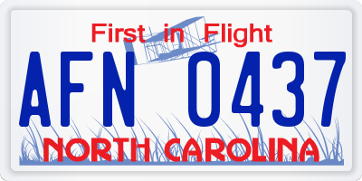 NC license plate AFN0437