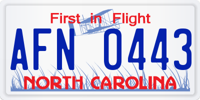NC license plate AFN0443