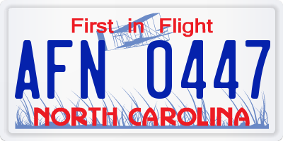 NC license plate AFN0447