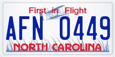 NC license plate AFN0449