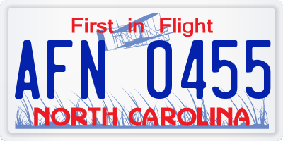 NC license plate AFN0455