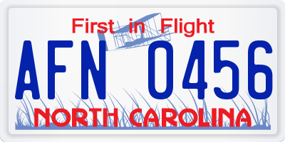 NC license plate AFN0456