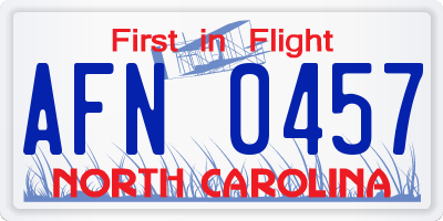 NC license plate AFN0457