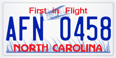 NC license plate AFN0458