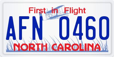 NC license plate AFN0460