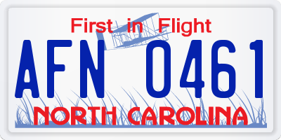 NC license plate AFN0461
