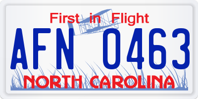 NC license plate AFN0463