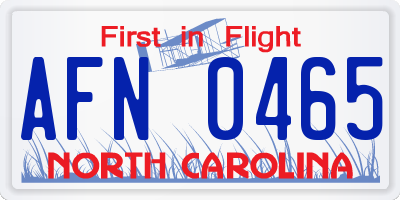 NC license plate AFN0465