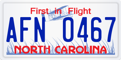 NC license plate AFN0467