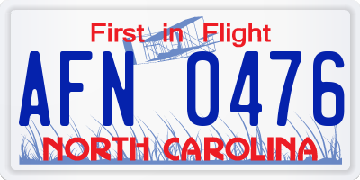 NC license plate AFN0476