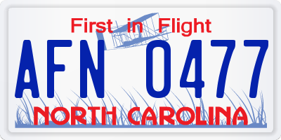 NC license plate AFN0477