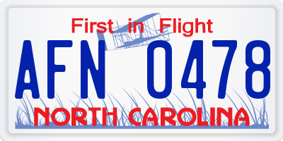 NC license plate AFN0478