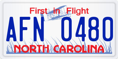 NC license plate AFN0480