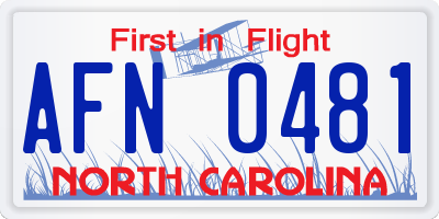 NC license plate AFN0481