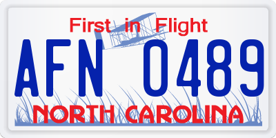 NC license plate AFN0489