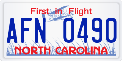 NC license plate AFN0490