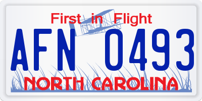 NC license plate AFN0493