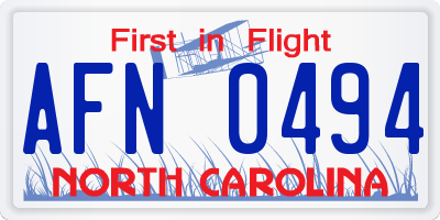 NC license plate AFN0494