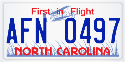 NC license plate AFN0497