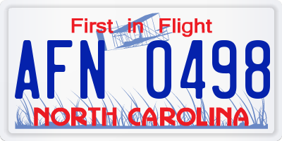 NC license plate AFN0498