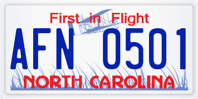 NC license plate AFN0501