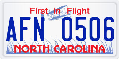 NC license plate AFN0506