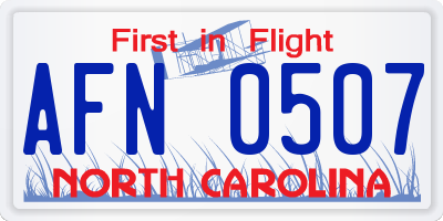 NC license plate AFN0507