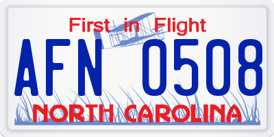 NC license plate AFN0508