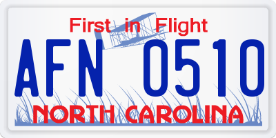 NC license plate AFN0510